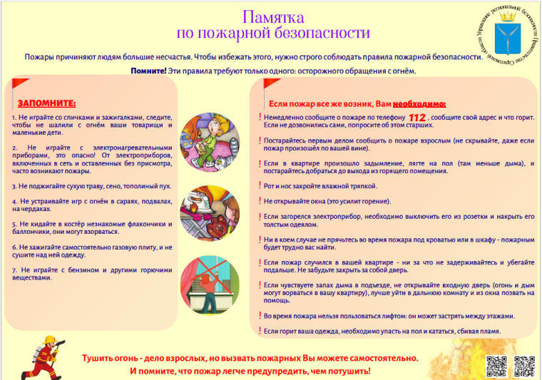 Памятки по пожарной безопасности.